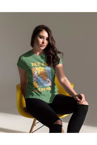 MVRDAR Tricou unisex 100% bumbac Flower Power pentru femei si fete