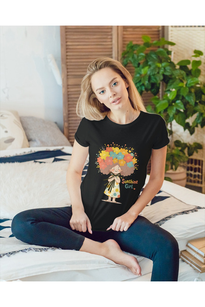 MVRDAR Tricou unisex 100% bumbac Flower Power pentru femei si fete