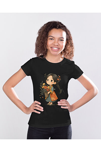 MVRDAR Tricou unisex 100% bumbac Flower Power pentru femei si fete