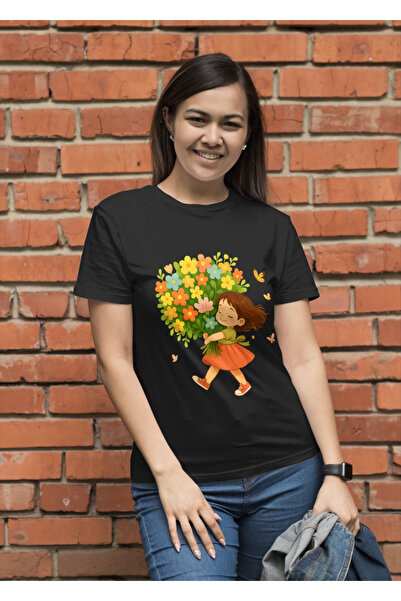 MVRDAR Tricou unisex 100% bumbac Flower Power pentru femei si fete