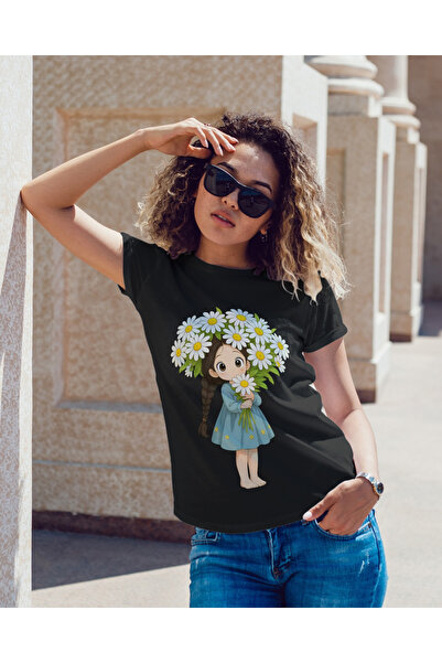 MVRDAR Tricou unisex 100% bumbac Flower Power pentru femei si fete