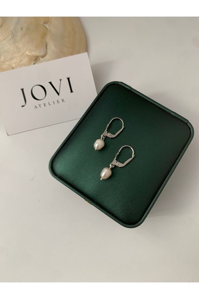 JOVİ ATELİER Sertifikalı 925 Ayar Ayar Gümüş Orta Boy Arpa İnci Küpe