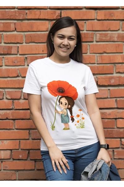 MVRDAR Tricou unisex 100% bumbac Flower Power pentru femei si fete