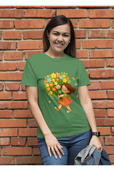 MVRDAR Tricou unisex 100% bumbac Flower Power pentru femei si fete