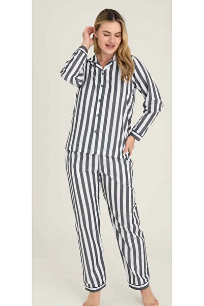 Kocabey 4007 women's long sleeve striped gaffuriye pajama set