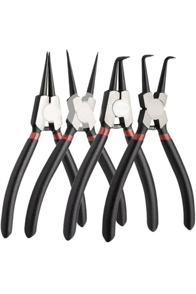 KESNUP Set de 4 clești de siguranță cu inel metalic drept, negri