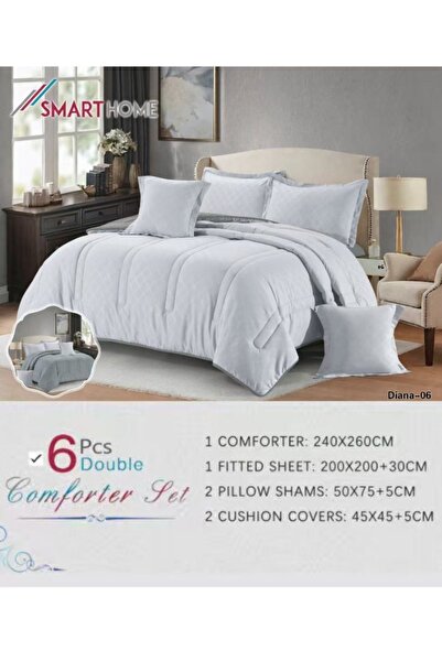 smart home Summer Double - 6 Piece Premium Microfiber Comforter Set, 100% Microfiber, Reversible, 260x240cm
