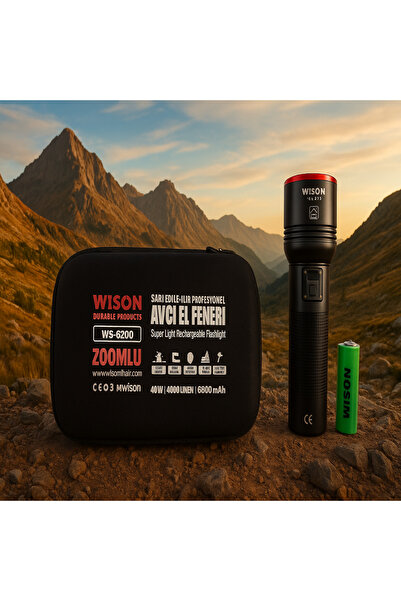 Wıson WS-6200 40W 4000 Lümen Profesyonel Avcı El Feneri (Yeni Ürün)