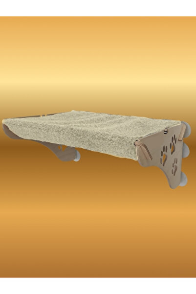 Mavi Kaktüs PetEvreni Büyük Boy Ahşap Cama Yapışan Kedi Yatağı Vantuzlu