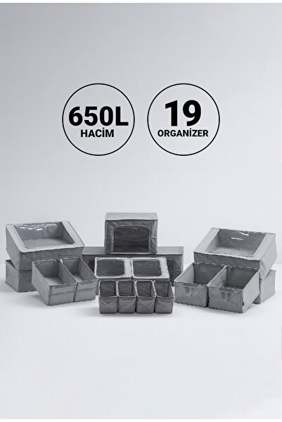 SER&YAT Набір органайзерів │ 19 штук Набір органайзерів | Органайзери для зберігання з блискавкою та вікном & Сумки