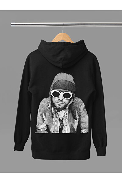 MAGORS سترة روك قطنية مطبوعة بأكمام طويلة وقلنسوة من نيرفانا بثلاث خيوط