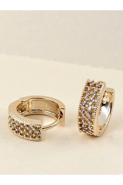 Siya Silver Special Series Tarnish-Free Steel Zircon Stone Perforated Minimal Hoop Earrings - 1.5 cm