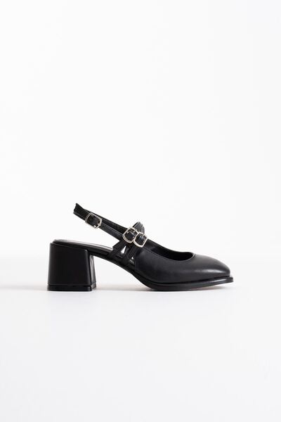 Loyano Bella Faye Black Skin Women's Heeled Shoes