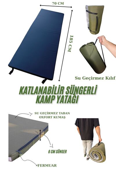 Med Online Katlanabilir Kamp Yatağı Su Geçirmez Taban Fermuarlı Minder Taşına...