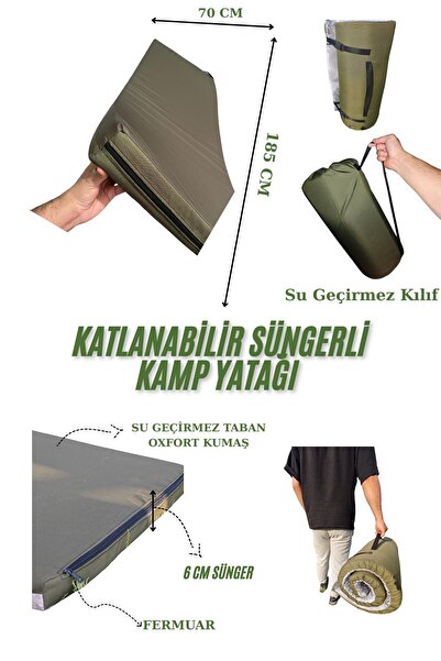 Med Online Katlanabilir Kamp Yatağı Su Geçirmez Taban Fermuarlı Minder Taşına...