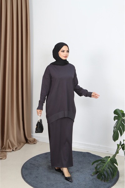 NİSUM MODA Button Detailed Mercerized Skirt Suit