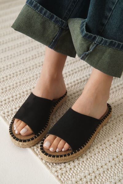 ETİLER COLLECTION Gray Suede Black Women's Slippers
