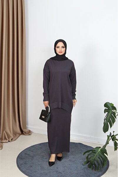 NİSUM MODA Button Detailed Mercerized Skirt Suit