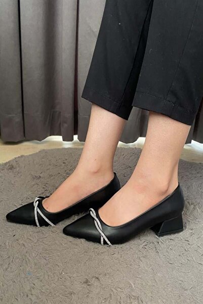 Les Passent Kadın Siyah Çapraz Taşlı Stiletto Alcak Ökçe Abiye Ayakkabı