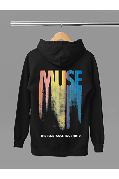 MAGORS Hanorac rock cu glugă, cu mânecă lungă, din bumbac imprimat MUSE, cu 3 fire