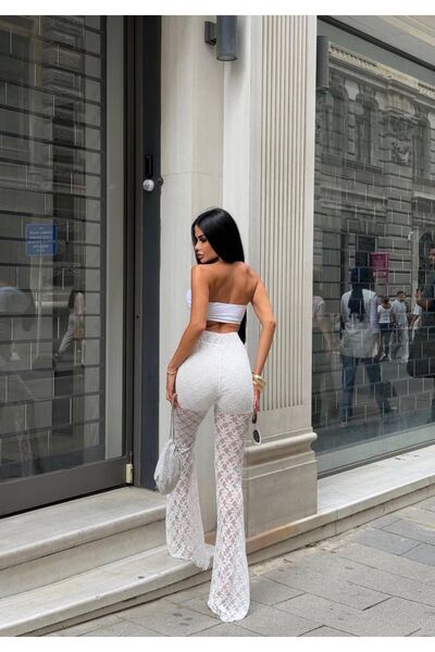 sajarsln Παντελόνι με δαντέλα ισπανικής τεχνοτροπίας