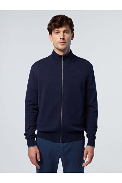 North Sails Dik Yaka Fermuarlı Pamuk Triko Kazak