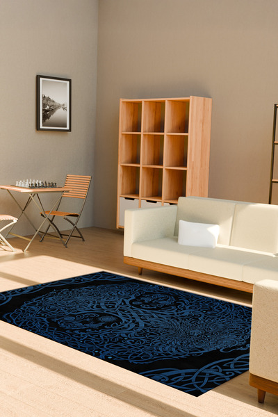 FG Store Viking Pagan Mitolojik Dijital Baskılı Makinede Yıkanabilir Kaymaz Leke Tutmaz Salon Halısı