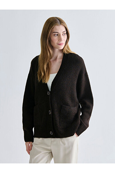 LC Waikiki Sparkling Choices from Shining Store |   V Neck Oversized Women's Knitwear Cardigan