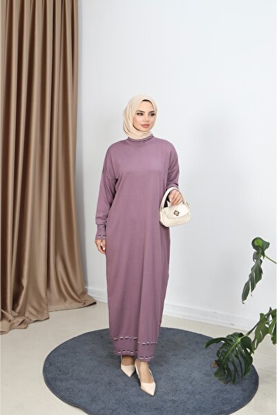 NİSUM MODA Striped Double Color Mercerized Dress
