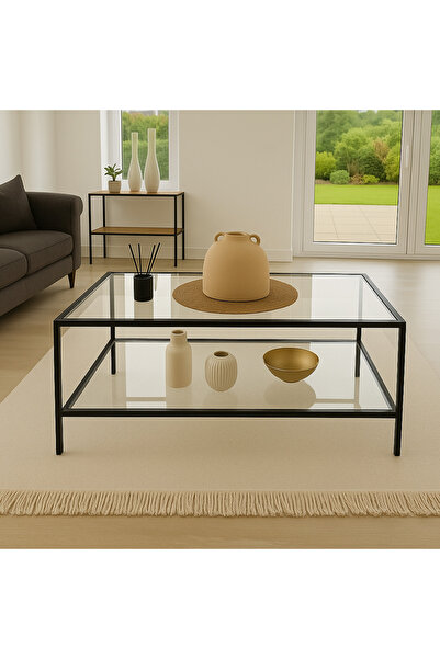 AVİBO HOME Mira Siyah Orta Sehpa Şeffaf Cam