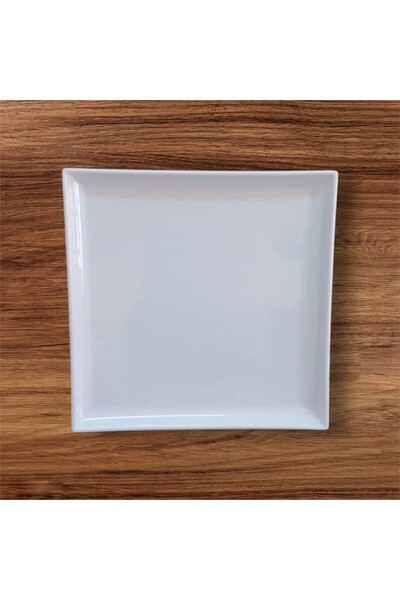 Genel Markalar Beyaz Kare Melamin Servis Tabağı 30 cm | 6 Adet Kahvaltı, Tatlı, Meze Yemek Tabağı