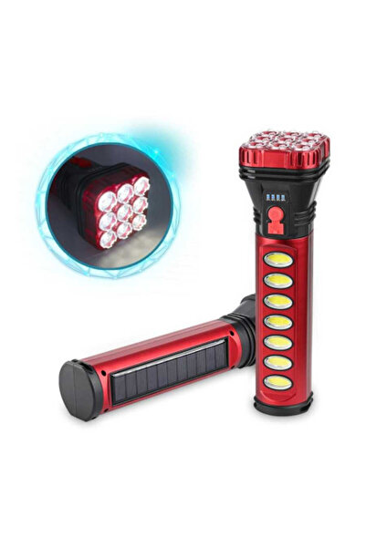 Poro Online Lanterna cu acumulator 18W HB-707-1 MicroUSB 8 LED-uri Laterale Incarcare Solara COB 2 Butoane