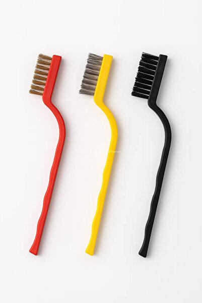 Busstier 3'lü Detay Temizlik Fırça Seti Bakır Çelik Plastik Tel Ocak Fayans J...