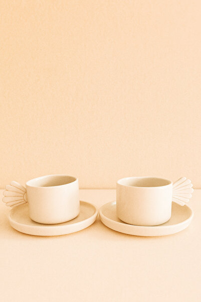 Arden Ceramic Sea Shell Shaped 2-Piece Coffee Cup