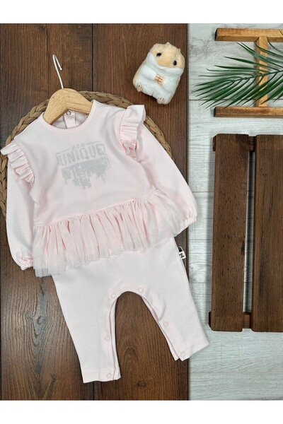 Kids Kingdom Cotton Ruffled Stone Embroidered Baby Girl Romper