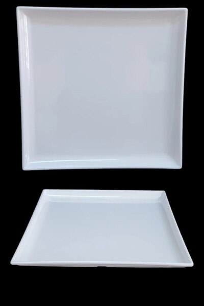 Genel Markalar Beyaz Kare Melamin Servis Tabağı 30 cm | 6 Adet Kahvaltı, Tatlı, Meze Yemek Tabağı