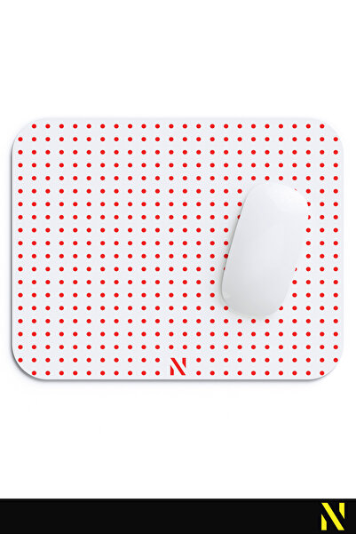 nilizma Red Dot Pattern Mouse Pad - 23X19 cm Ergonomic Mouse Pad with Non-Slip Base
