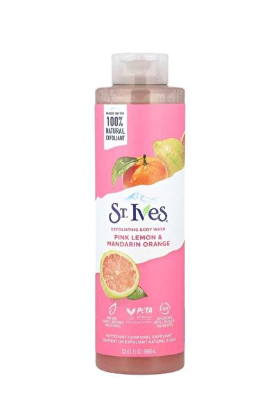 St. Ives غسول الجسم المقشر بالليمون الوردي واليوسفي، 650 مل (22 أونصة سائلة)