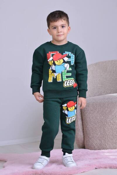ARBİ kids Boy's Lego Three-Thread Ribbed Fabric Double Suit Back to School