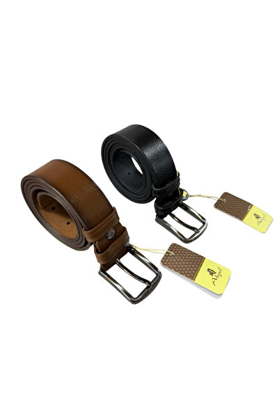 Akyol %100 Hakiki Deri Kemer Taba Siyah ( 2 Adet )