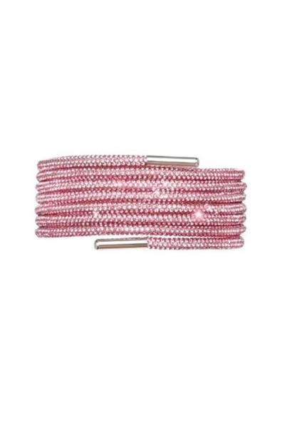 KESNUP Set of 2 crystal shoelaces, rhinestone string 120 cm, Pink