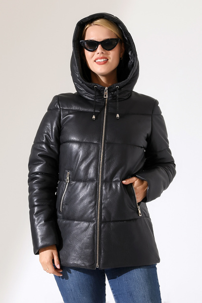 By Marki Marki Kadın Hakiki Deri Şişme Kaban, 80 cm, Kapüşonlu, 200 g Elyaflı...