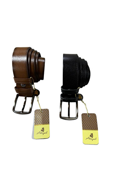 Akyol %100 Hakiki Deri Kemer Taba Siyah ( 2 Adet )