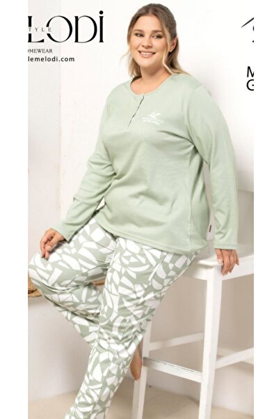 melodi Set de pijamale pentru femei cu mâneci lungi din țesătură elastică Melisa