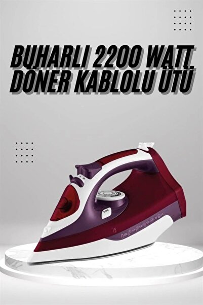 shopwave Red 2200 Watt Shock Steam Iron with Ceramic Soleplate