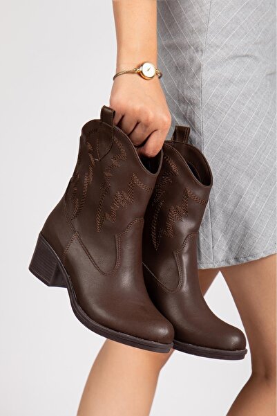 luff shoes Kovboy nakışlı kısa bot