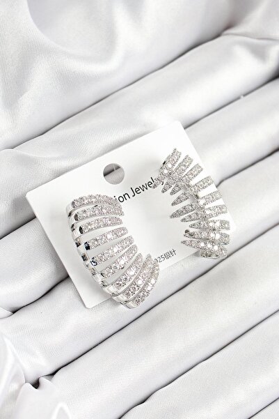 Monella Brass Zircon Stone Multiple Look Model Silver Color Women's Earrings