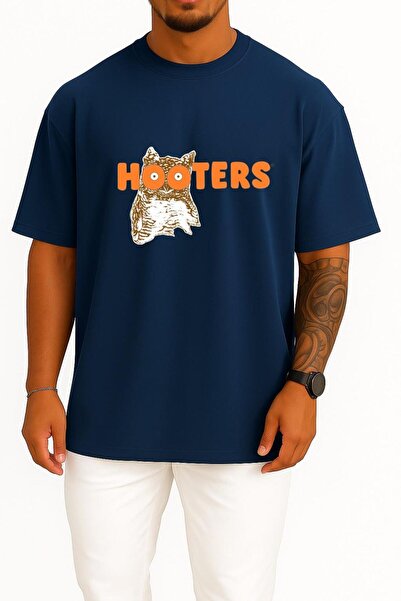 Bahriyeli Collection تي شيرت للجنسين بتصميم كبير الحجم بشعار Hooters Buffalo ...