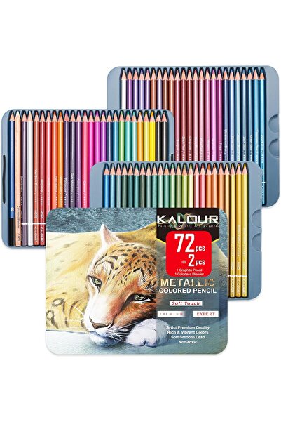 Art Tone KALOUR 72 Parça Metalik Renkli Kalem Seti, Canlı Renkli Yumuşak Çeki...