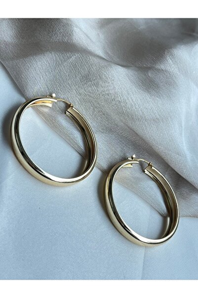 GİS JEWELRY Çelik Gold Büyük Halka Küpe